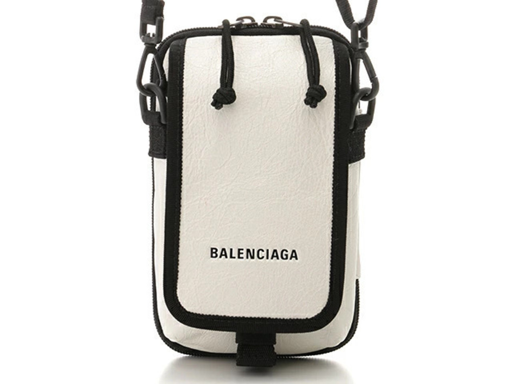 Balenciaga Explorer Hobo Bag Embossed Leather Ivory White Black